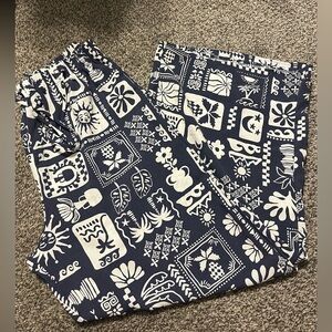 See You Monday Navy and White Patterned Pants